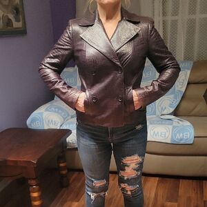 Liz Claiborne Very Lightly Used Deep Purple Genuine Leather Jacket